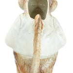 Decorative vase shaped like a person with a green interior on a white background