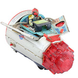 Toy vehicle with a character inside on a white background