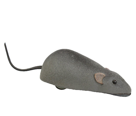 Gray toy mouse on a white background