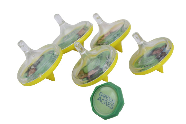 Set of Green Acres branded plastic items on a white background