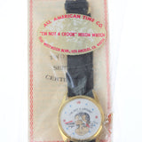 Vintage watch in packaging with brand logo on a white background