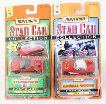 Two toy cars in their packaging with 'Star Car Collection' branding on a white background.