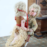 Rare Antique Piano Automation Hand Crank Music Box with Two Dancers