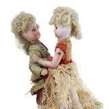 Rare Antique Piano Automation Hand Crank Music Box with Two Dancers