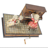 Rare Antique Piano Automation Hand Crank Music Box with Two Dancers