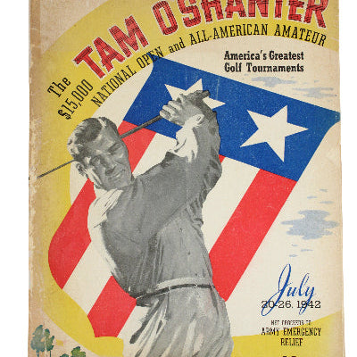 Vintage book cover featuring a graphic of a boxer and American flag, with text about 'Tam O'Shanter' boxing tournament.