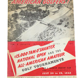 Vintage golf tournament program with red and beige design on a white background