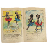 Open book with illustrations of children in colorful dresses on a white background