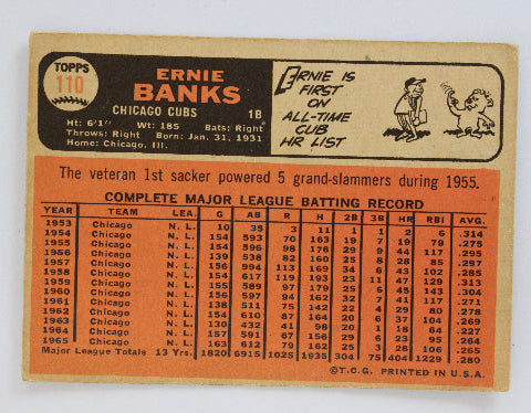 Baseball card with player statistics and branding on a white background