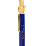 Pen with a yellow and blue design on a white background