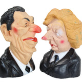 1984 Ronald Reagan & Margaret Thatcher Rubber Platform Head Dolls