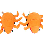 Two orange plush bugs on a white background