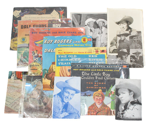 Collection of vintage books featuring Roy Rogers and Dale Evans on a white background