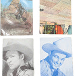 Four vintage-style cards featuring images of a cowboy and scenic landscapes.