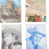 Four vintage-style cards featuring images of a cowboy and scenic landscapes.