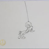 3 Stamped Walter Lantz Woody Woodpecker Production Cels & 4 Stamped Walter Lantz Pencil Drawings