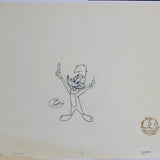 3 Stamped Walter Lantz Woody Woodpecker Production Cels & 4 Stamped Walter Lantz Pencil Drawings