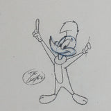 3 Stamped Walter Lantz Woody Woodpecker Production Cels & 4 Stamped Walter Lantz Pencil Drawings