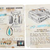 Two pages from a Taykit pocket stove manual on a white background