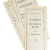 Antique Original Ku Klux Klan Pamphlets as Shown in The National Museum of African American History & Culture