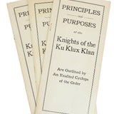 Antique Original Ku Klux Klan Pamphlets as Shown in The National Museum of African American History & Culture