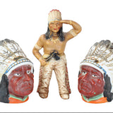 Cast Iron Indian Chief Still Coin Bank & @Ceramic (Japan) Indian Chief Head Still Banks