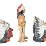 Cast Iron Indian Chief Still Coin Bank & @Ceramic (Japan) Indian Chief Head Still Banks