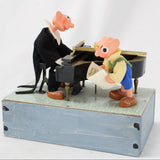 Unique Reuge Music Box with Wooden Grand Piano, Cartoon Pianist & Singer