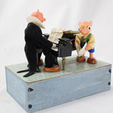 Unique Reuge Music Box with Wooden Grand Piano, Cartoon Pianist & Singer