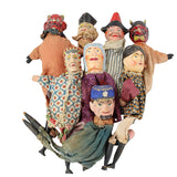 Antique Set of 8 Punch & Judy Wooden Hand Puppet Dolls with Arms & Legs