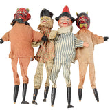 Antique Set of 8 Punch & Judy Wooden Hand Puppet Dolls with Arms & Legs