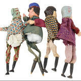 Antique Set of 8 Punch & Judy Wooden Hand Puppet Dolls with Arms & Legs