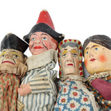 Antique Set of 8 Punch & Judy Wooden Hand Puppet Dolls with Arms & Legs