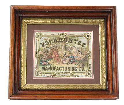 Framed vintage sign for Pocahontas Manufacturing Co on a white background