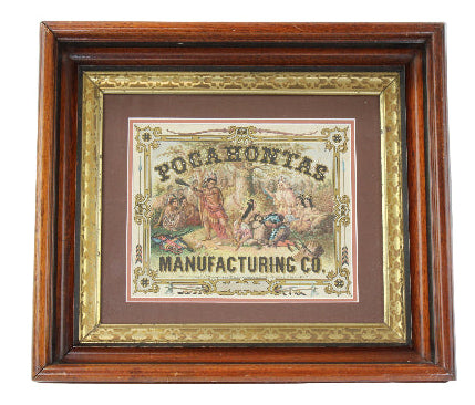 Framed vintage sign for Pocahontas Manufacturing Co on a white background