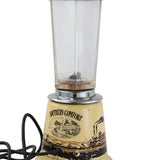 Vintage-style lamp with a rustic design on a white background