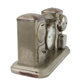 1908 Silver Plated Darche Flash Light Alarm Clock with Coin Bank & Ringer Bell