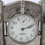 1908 Silver Plated Darche Flash Light Alarm Clock with Coin Bank & Ringer Bell