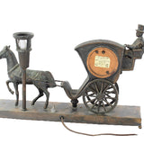 1950's United Metal Goods Horse & Carriage Electric Mantel Clock with Working Light Post