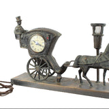 1950's United Metal Goods Horse & Carriage Electric Mantel Clock with Working Light Post