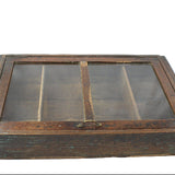 Antique Wood & Glass 4-Level Wall Display Cabinet