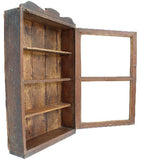 Antique Wood & Glass 4-Level Wall Display Cabinet