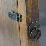 Antique Scrolling Wood & Glass Hinge Front 4-Level Wall Display Cabinet