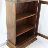 Antique Scrolling Wood & Glass Hinge Front 4-Level Wall Display Cabinet