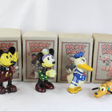 Complete Set of Schylling Tin Litho Wind-Up Mickey Mouse and Friends Retro Toy Collection with Boxes