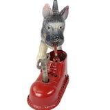Early 1950's Wind-Up Celluloid "Scottie Dog Chewing Tin-Litho Shoe"