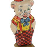 Vintage 1940's J. Chein Tin Litho Wind-Up Toy Pig (Wind-Up Not Properly Working)