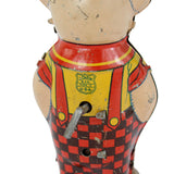 Vintage 1940's J. Chein Tin Litho Wind-Up Toy Pig (Wind-Up Not Properly Working)