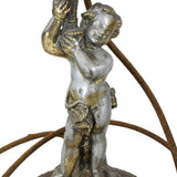 Decorative lamp with cherub holding a cornucopia on a white background