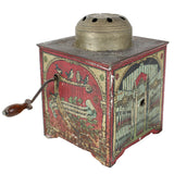 German Antique Tin Litho Hand Crank Music Box